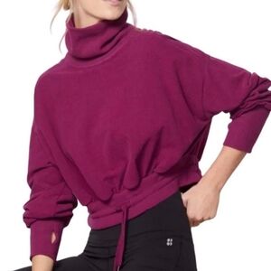 Sweaty Betty Melody Luxe Fleece Amaranth Pink Turtleneck Pullover - Size S